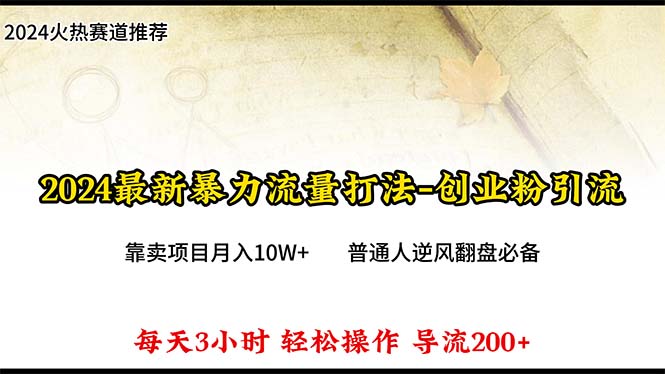 2024年全新暴力行为总流量玩法，每日导进300 ，靠卖项目月入10W