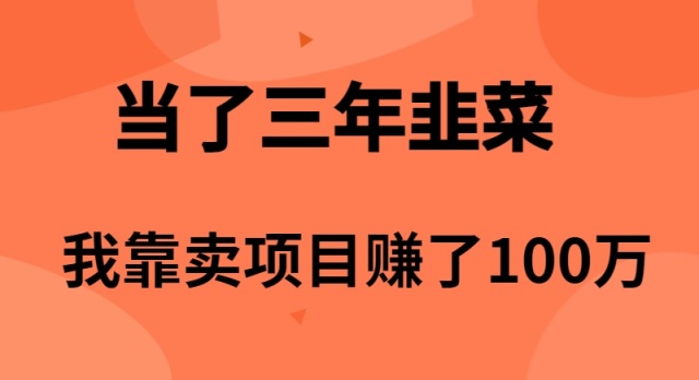 当上3年韭莱，卧槽卖项目挣了100万