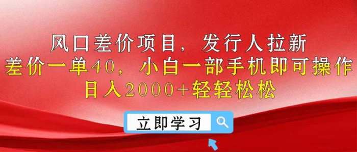 图片[1]-（10827期）风口差价项目，发行人拉新，差价一单40，小白一部手机即可操作，日入20…-蛙蛙资源网