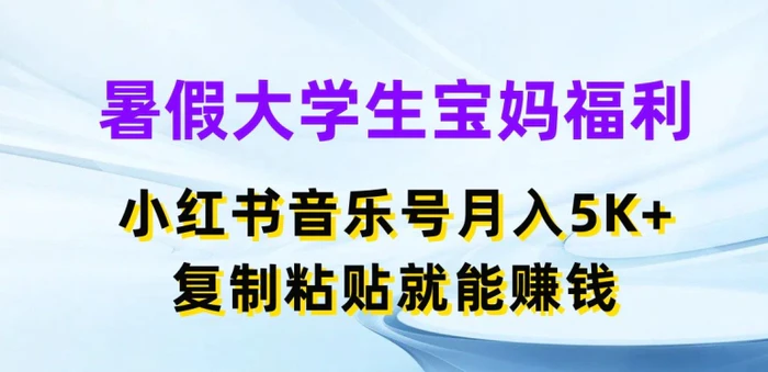 图片[1]-暑假大学生宝妈福利，小红书音乐号月入5000+，复制粘贴就能赚钱-蛙蛙资源网