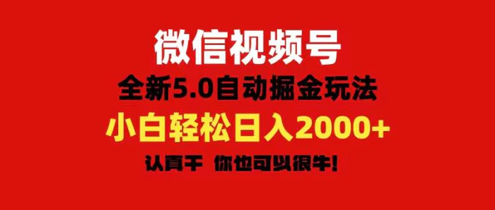 图片[1]-（11332期）微信视频号变现，5.0全新自动掘金玩法，日入利润2000+有手就行-蛙蛙资源网