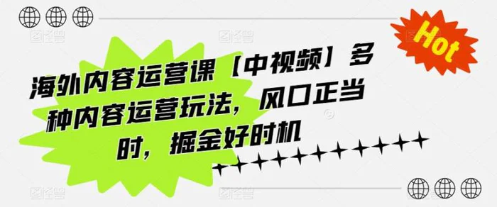 图片[1]-海外内容运营课【中视频】多种内容运营玩法，风口正当时，掘金好时机-蛙蛙资源网