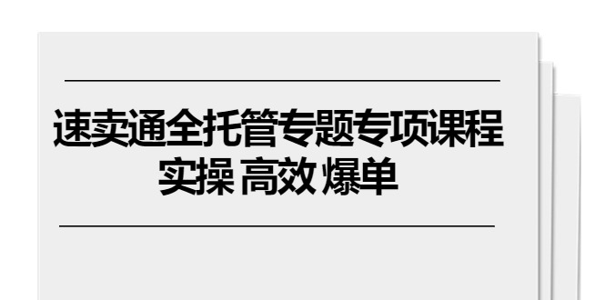 图片[1]-（10917期）速卖通 全托管专题专项课程，实操 高效 爆单（11节课）-蛙蛙资源网