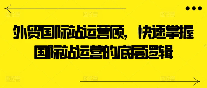 图片[1]-外贸国际站运营顾问，快速掌握国际站运营的底层逻辑-蛙蛙资源网