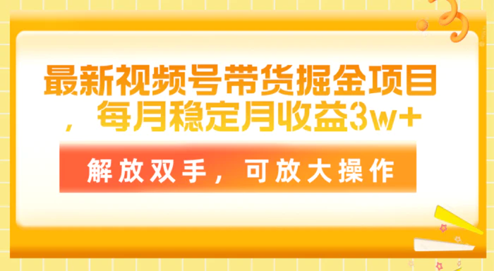 图片[1]-（11010期）最新视频号带货掘金项目，每月稳定月收益3w+，解放双手，可放大操作-蛙蛙资源网