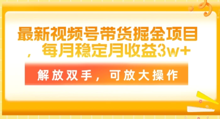 图片[1]-最新视频号带货掘金项目，每月稳定月收益1w+，解放双手，可放大操作-蛙蛙资源网