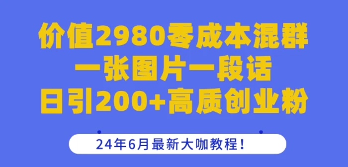 图片[1]-价值2980零成本混群一张图片一段话日引200+高质创业粉，24年6月最新大咖教程【揭秘】-蛙蛙资源网