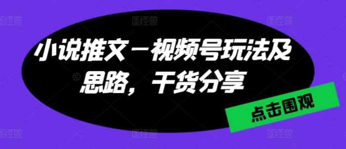 图片[1]-小说推文—视频号玩法及思路，干货分享-蛙蛙资源网