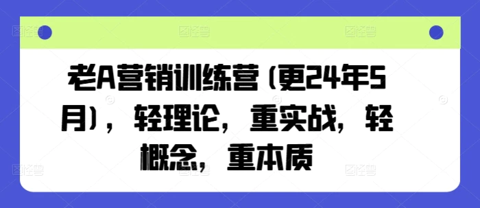 图片[1]-老A营销训练营(更24年5月)，轻理论，重实战，轻概念，重本质-蛙蛙资源网