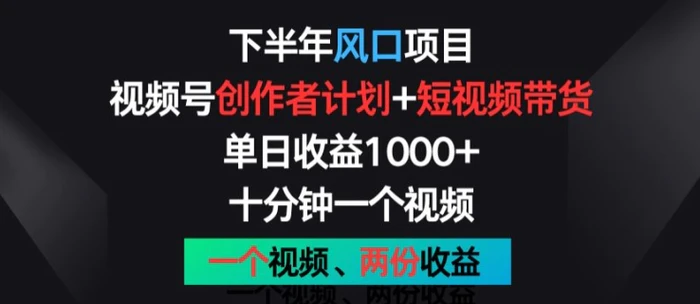 图片[1]-下半年风口项目，视频号创作者计划+视频带货，一个视频两份收益，十分钟一个视频【揭秘】-蛙蛙资源网