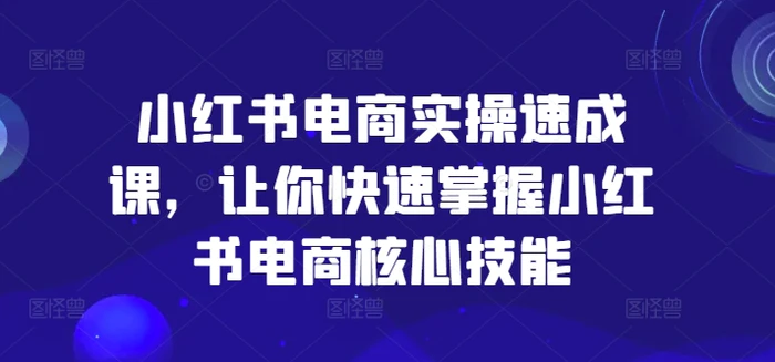 图片[1]-小红书电商实操速成课，让你快速掌握小红书电商核心技能-蛙蛙资源网