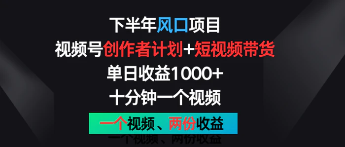 图片[1]-下半年风口项目，视频号创作者计划+视频带货，单日收益1000+，一个视频两份收益-蛙蛙资源网