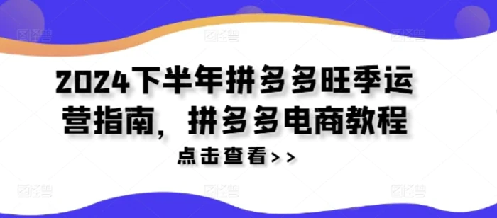 图片[1]-2024下半年拼多多旺季运营指南，拼多多电商教程-蛙蛙资源网