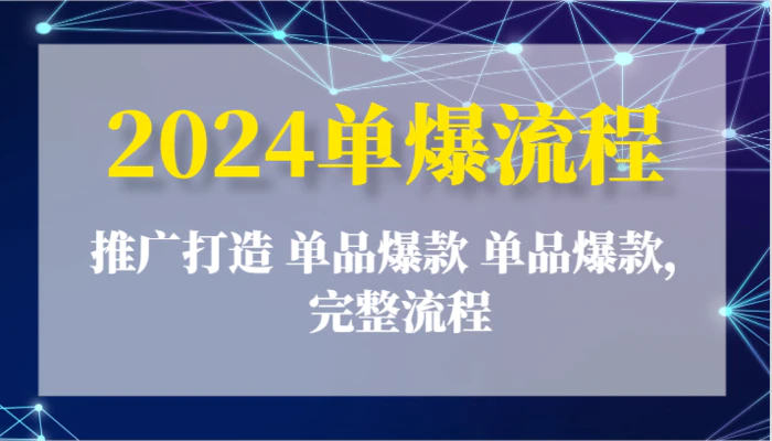 图片[1]-2024单爆流程：推广打造 单品爆款 单品爆款，完整流程-蛙蛙资源网