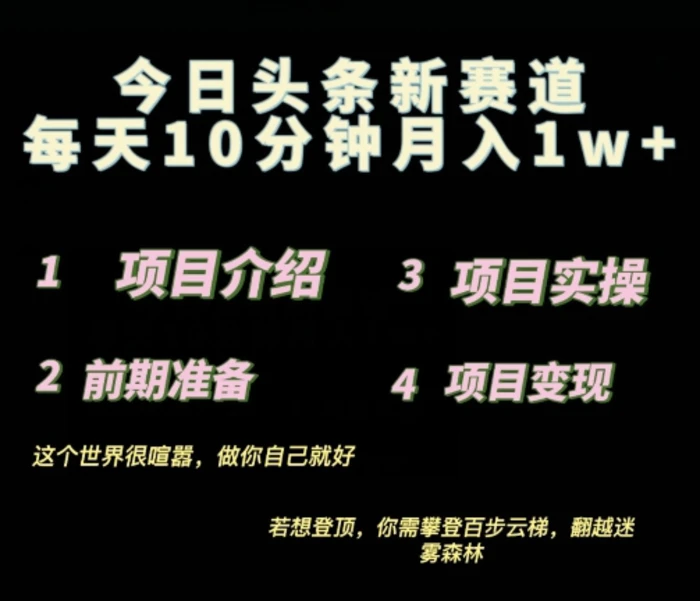 图片[1]-2024最新今日头条小赛道，0投入易上手-蛙蛙资源网