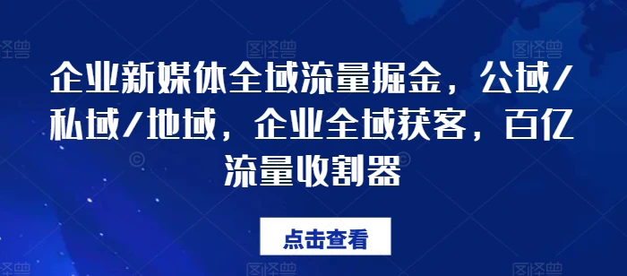 图片[1]-企业新媒体全域流量掘金，公域/私域/地域，企业全域获客，百亿流量收割器-蛙蛙资源网