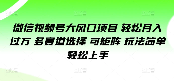 图片[1]-微信视频号大风口项目 轻松月入过万 多赛道选择 可矩阵 玩法简单轻松上手-蛙蛙资源网