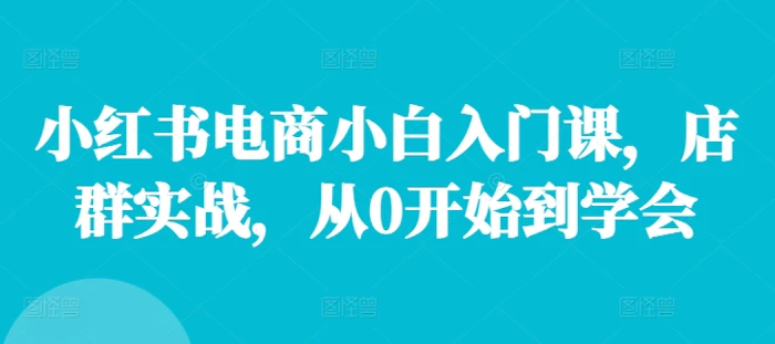 图片[1]-小红书电商小白入门课，店群实战，从0开始到学会-蛙蛙资源网