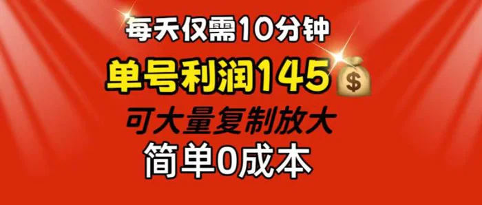 图片[1]-（12027期）每天仅需10分钟，单号利润145 可复制放大 简单0成本-蛙蛙资源网