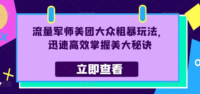 图片[1]-流量军师美团大众粗暴玩法，迅速高效掌握美大秘诀-蛙蛙资源网