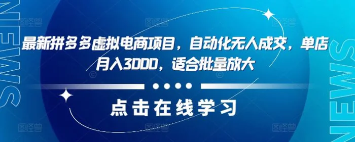 图片[1]-最新拼多多虚拟电商项目，自动化无人成交，单店月入3000，适合批量放大-蛙蛙资源网