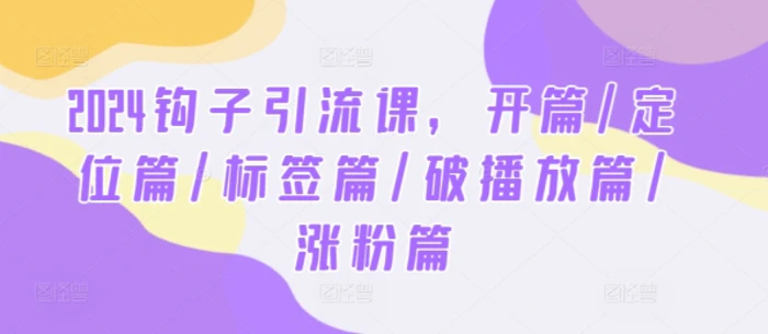 图片[1]-2024钩子引流课，开篇/定位篇/标签篇/破播放篇/涨粉篇-蛙蛙资源网