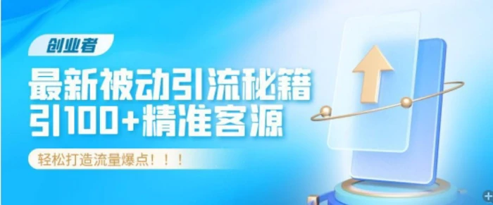 图片[1]-创业者必看，解锁最新被动引流秘籍，日引100+精准客源，轻松打造流量爆点!-蛙蛙资源网