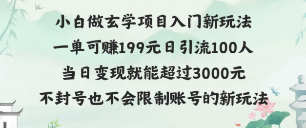 图片[1]-玄学项目入小白入门新玩法一单可赚199元日变现200+不封号不违规-蛙蛙资源网