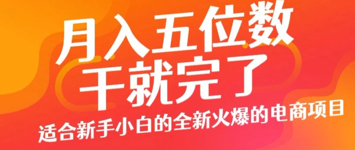 图片[1]-月入五位数，干就完了， 适合新手小白的全新火爆的电商项目-蛙蛙资源网