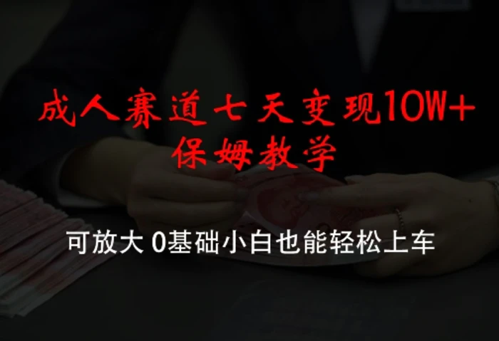 图片[1]-成人赛道七天变现10W+保姆教学，可放大，0基础小白也能轻松上车【揭秘】-蛙蛙资源网