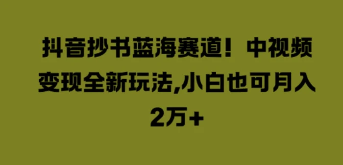 图片[1]-抖音抄书蓝海赛道，中视频变现全新玩法，小白也可月入2W+-蛙蛙资源网