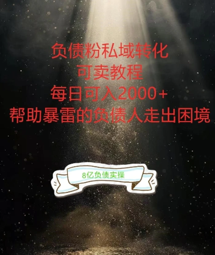 图片[1]-负债粉掘金计划，帮助负债者解决问题，债务规划，债务重组，最好的变现方式-蛙蛙资源网