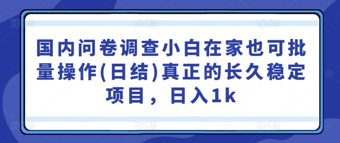 图片[1]-国内问卷调查小白在家也可批量操作(日结)真正的长久稳定项目，日入1k【揭秘】-蛙蛙资源网