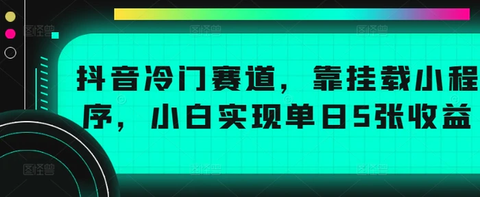 图片[1]-抖音冷门赛道，靠挂载小程序，小白实现单日5张收益-蛙蛙资源网