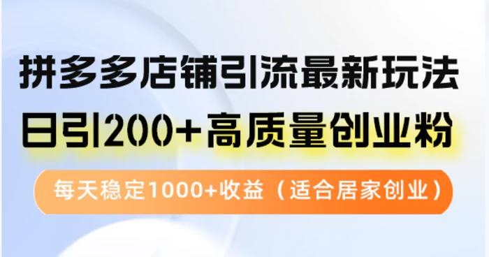 图片[1]-（12893期）拼多多店铺引流最新玩法，日引200+高质量创业粉，每天稳定1000+收益（…-蛙蛙资源网