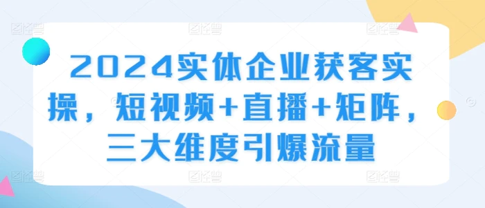 图片[1]-2024实体企业获客实操，短视频+直播+矩阵，三大维度引爆流量-蛙蛙资源网