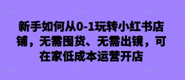 图片[1]-新手如何从0-1玩转小红书店铺，无需囤货、无需出镜，可在家低成本运营开店-蛙蛙资源网