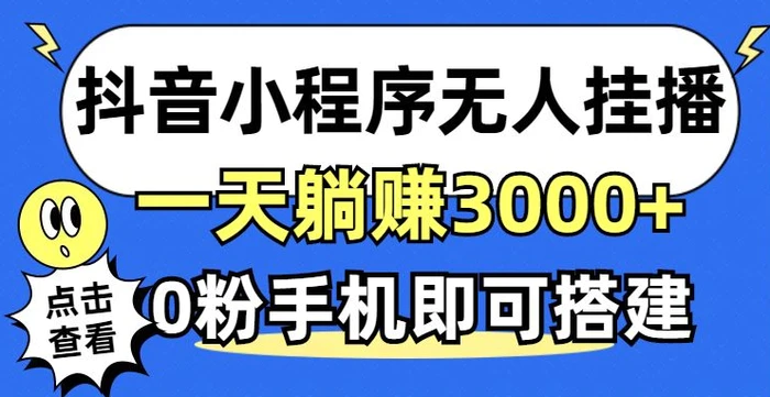 图片[1]-抖音小程序无人挂播，0粉手机可搭建，不违规不限流，小白一看就会-蛙蛙资源网